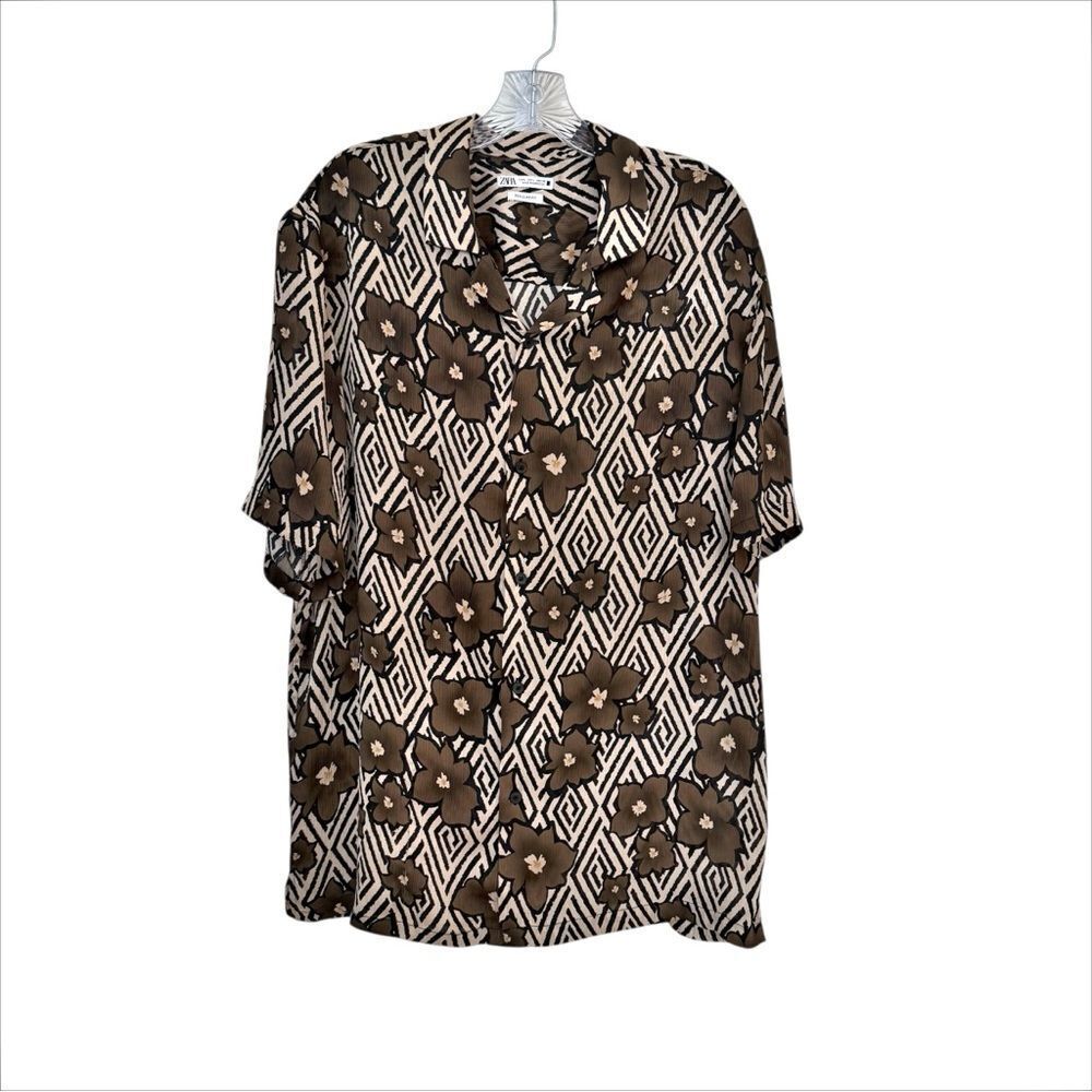 Zara Brown & Black Men's Morocco Casual Button Shirt
